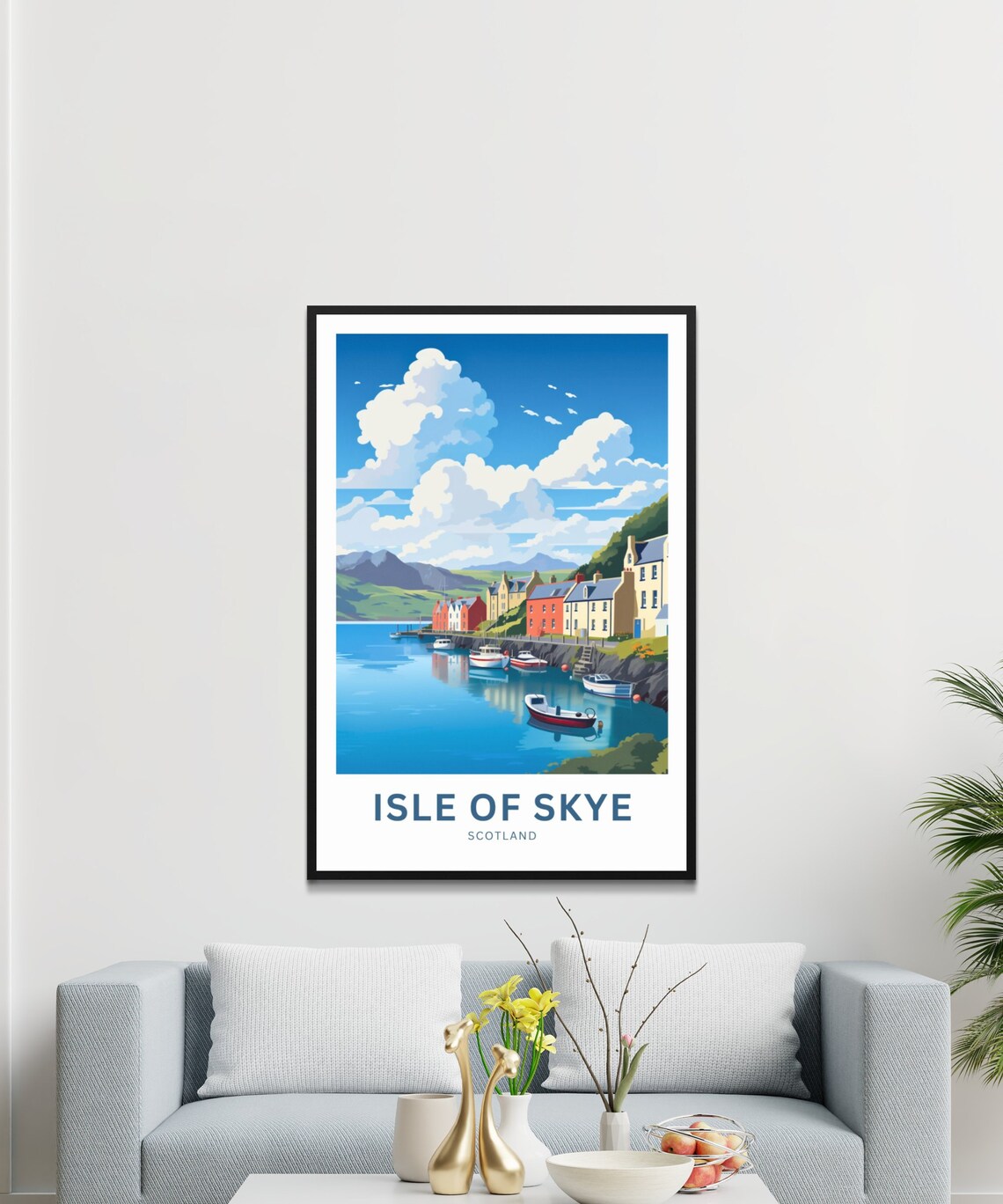 Isle of Skye Scotland Harbor Village Boats Vintage Travel Poster - Image 2