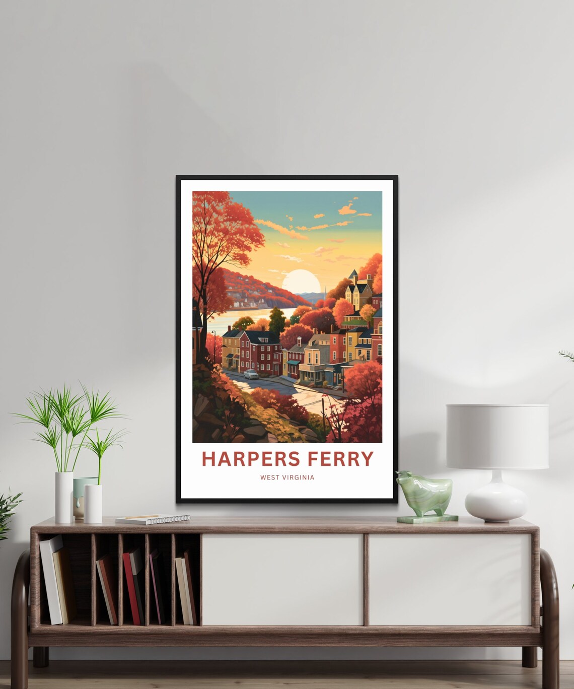 Harpers Ferry West Virginia Autumn Town Sunset Custom Travel Poster - Image 2