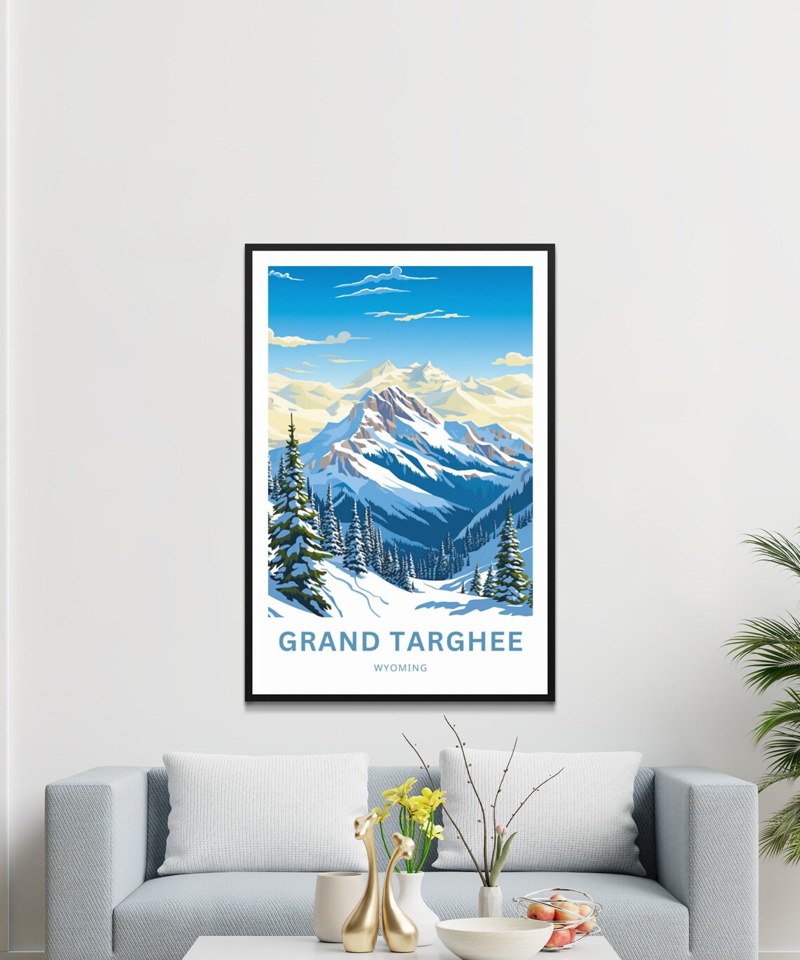 Grand Targhee Wyoming Winter Ski Mountain Landscape Travel Poster - Image 3