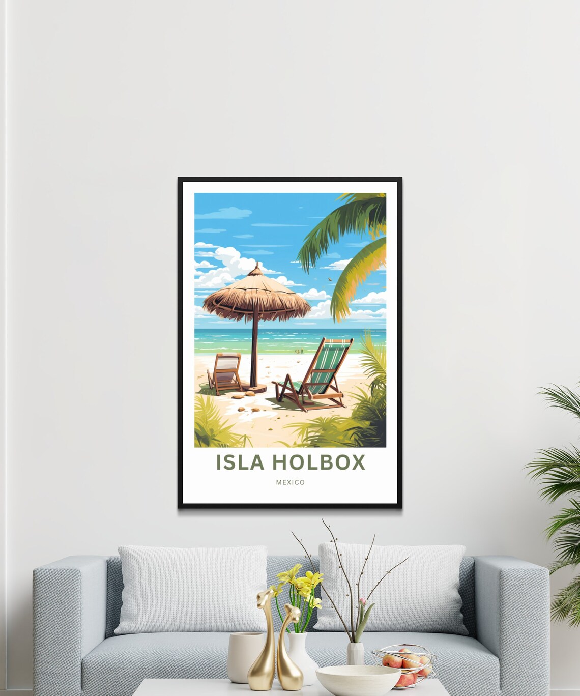Isla Holbox Mexico Tropical Beach Palapa Relaxing Travel Poster - Image 3