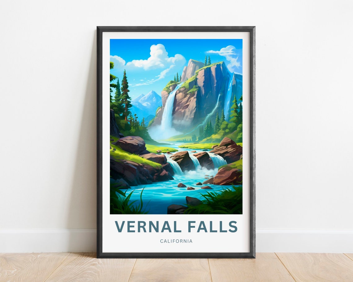 Vernal Falls California Granite Cliff Waterfall Turquoise River Poster