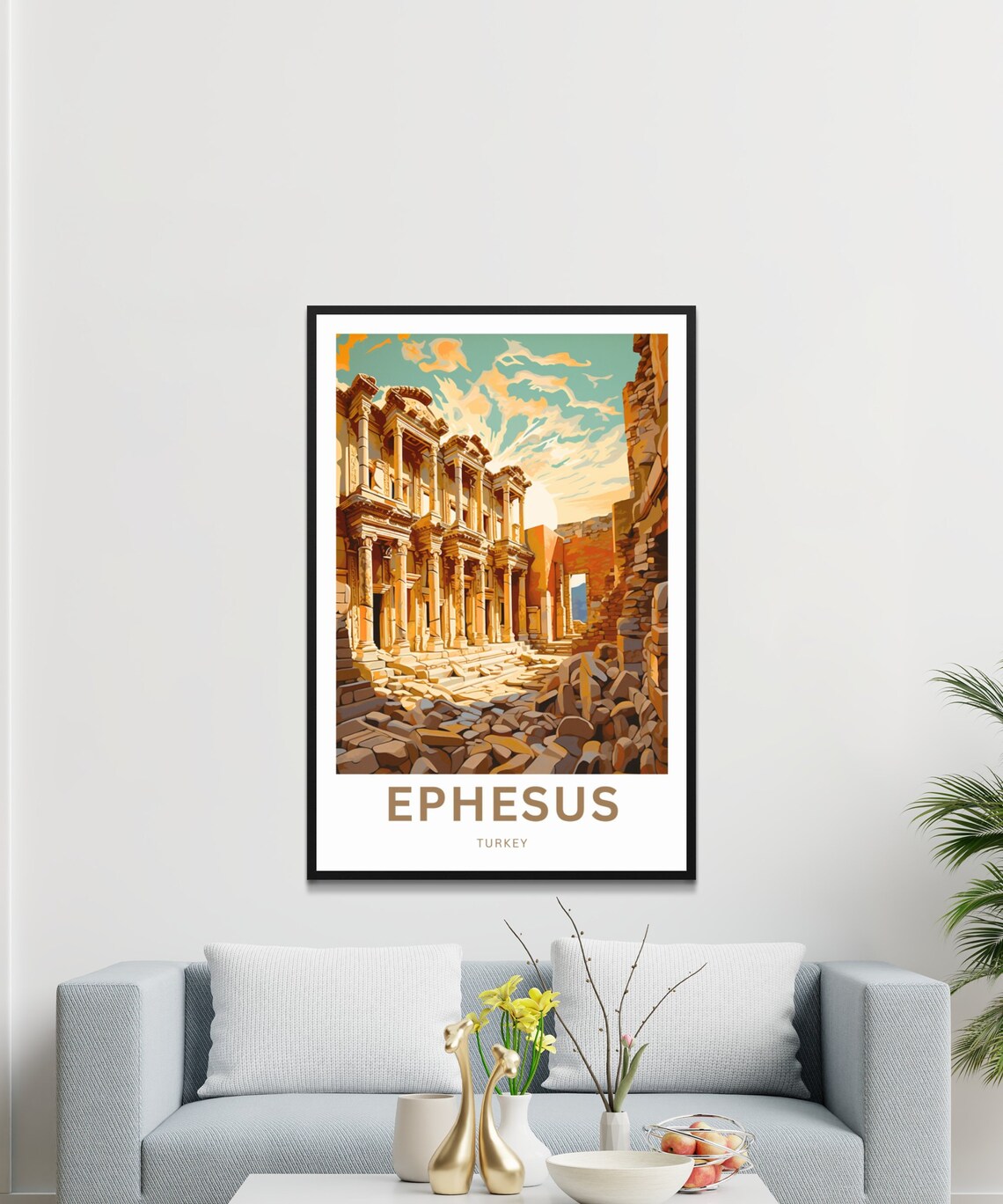 Ephesus Turkey Library of Celsus Ruins Vintage Travel Poster - Image 3