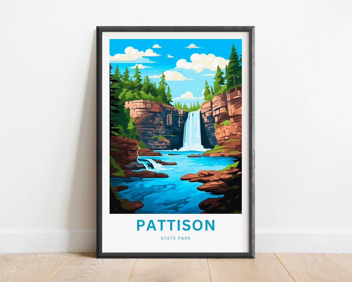 Pattison State Park Travel Poster, Wisconsin Landscape