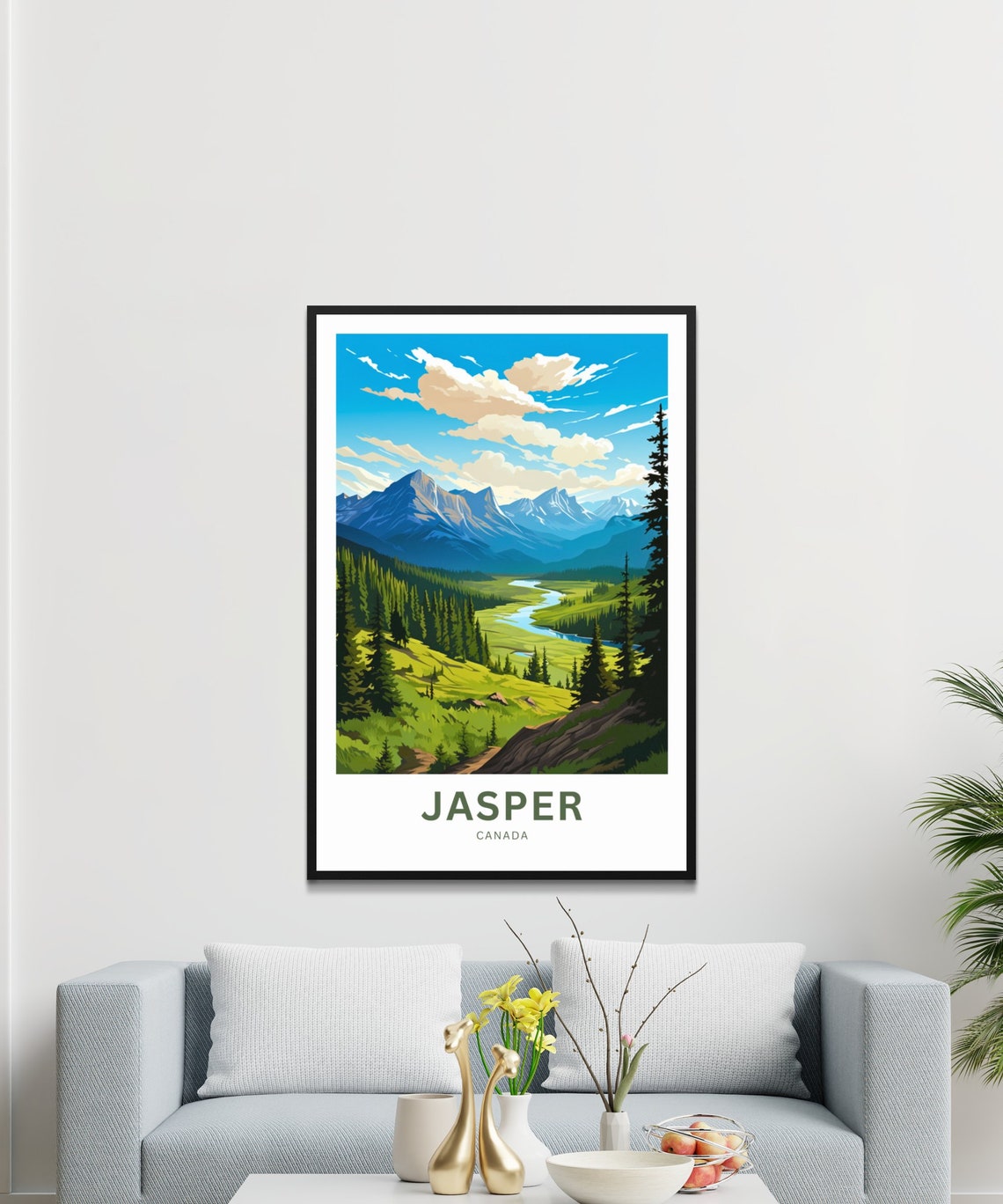 Jasper Canada Mountain River Valley Personalized Travel Poster - Image 3