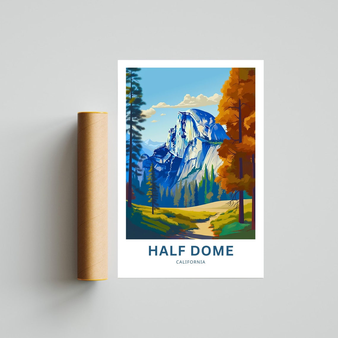 Half Dome California Yosemite Autumn Valley View Travel Poster - Image 4