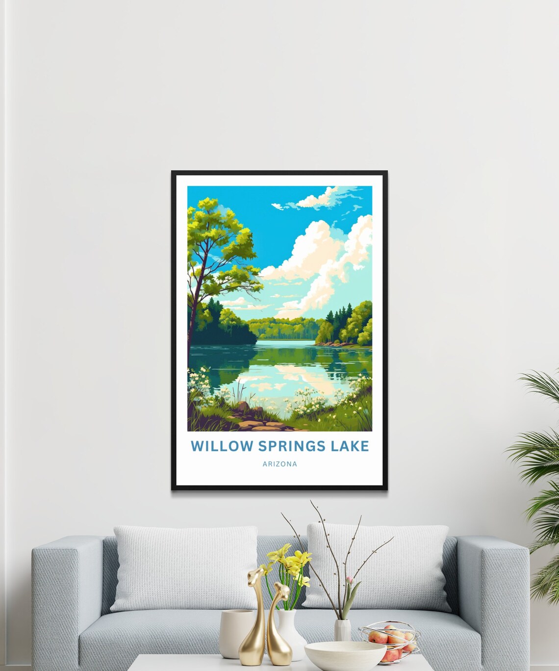 Willow Springs Lake Arizona Calm Water Lakeside Travel Poster - Image 3