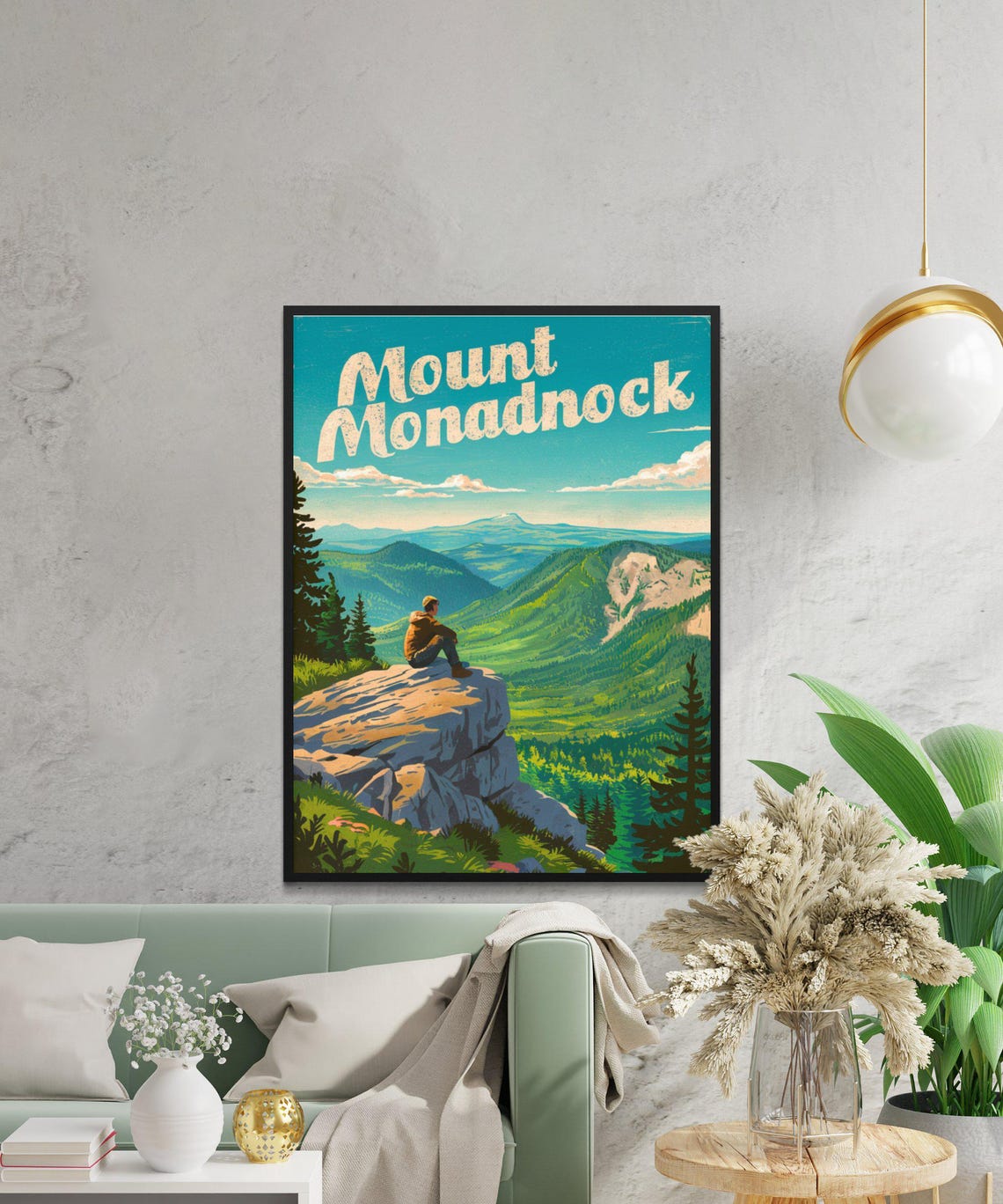 Mount Monadnock Hiker Summit View Mountain Travel Poster Art - Image 3