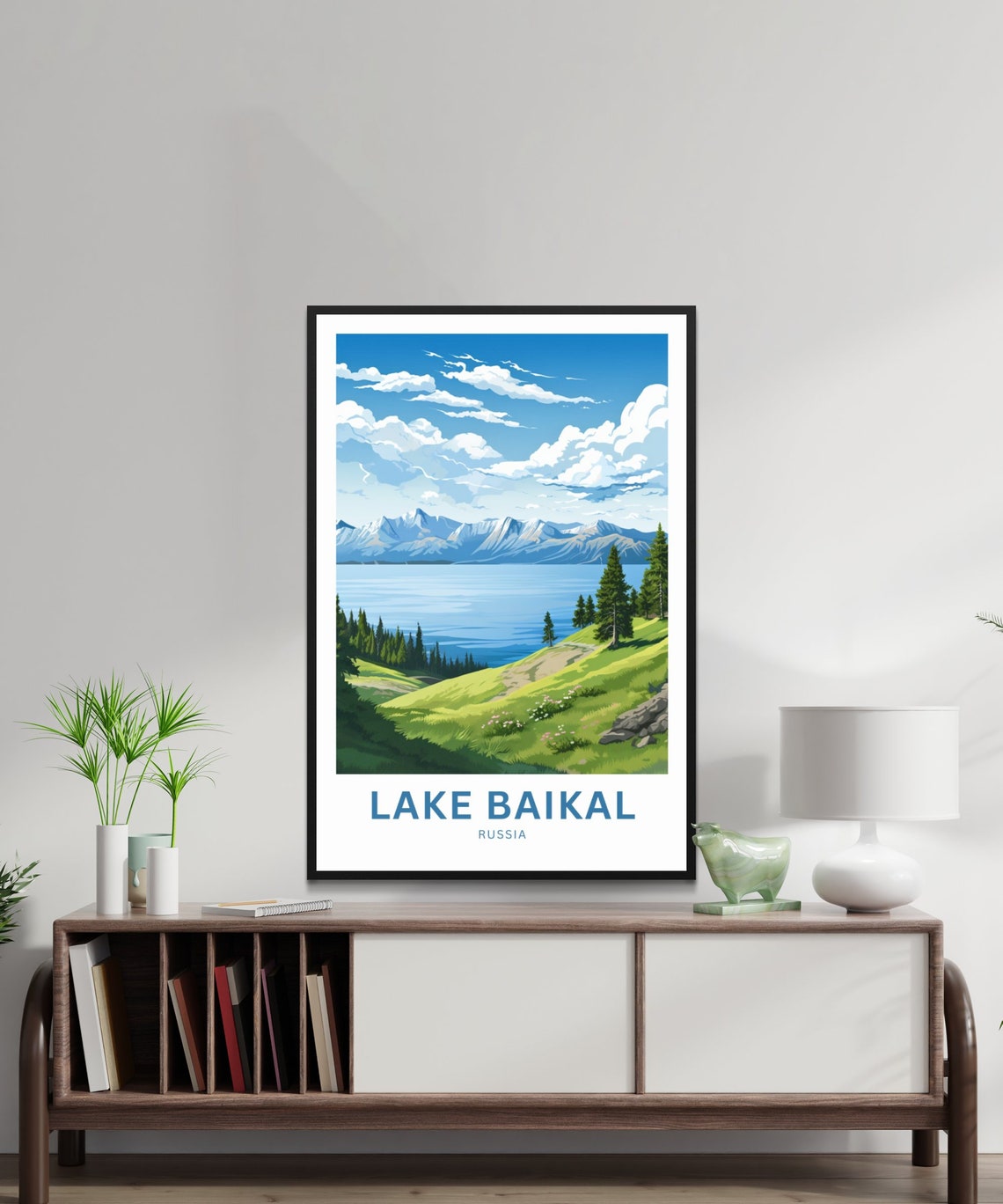 Lake Baikal Russia Summer Shoreline Personalized Travel Poster - Image 2