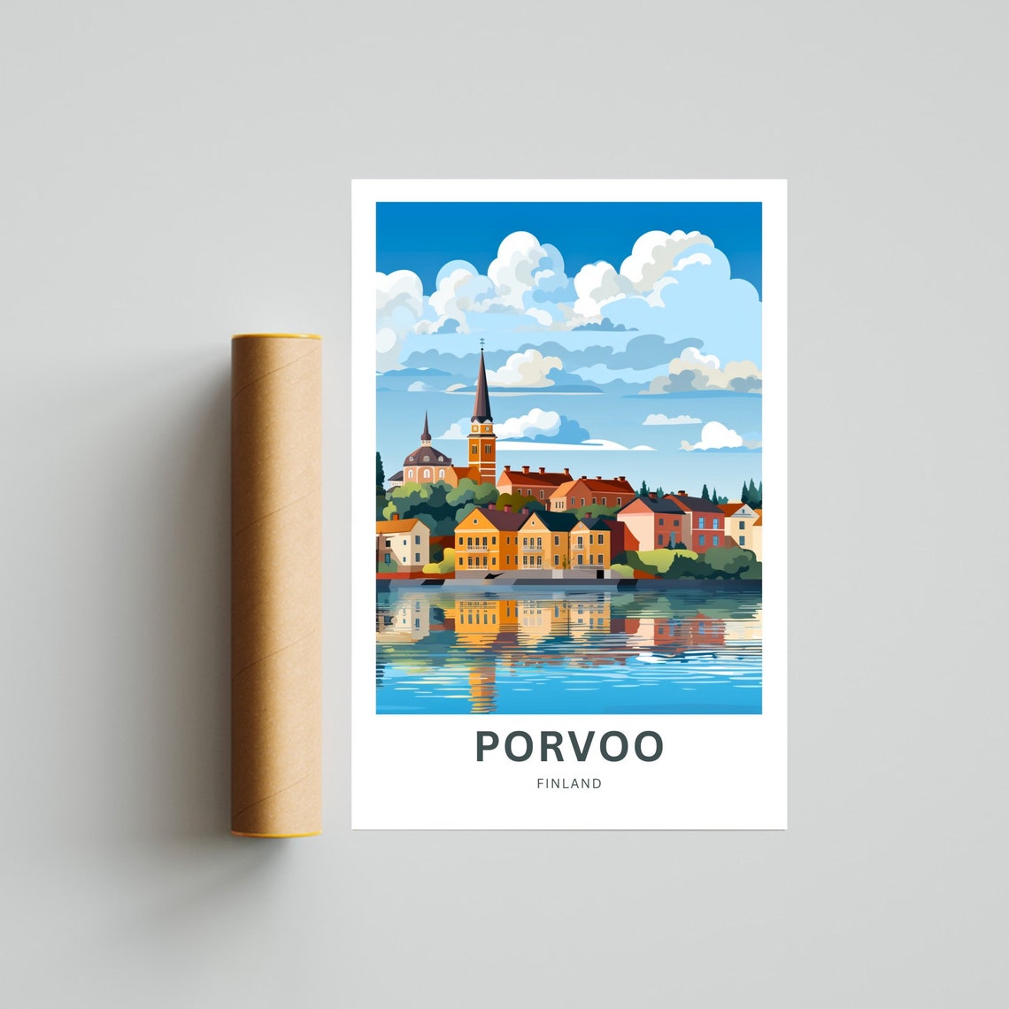 Porvoo Riverside Old Town Reflection Church Spires Finland Poster - Image 4
