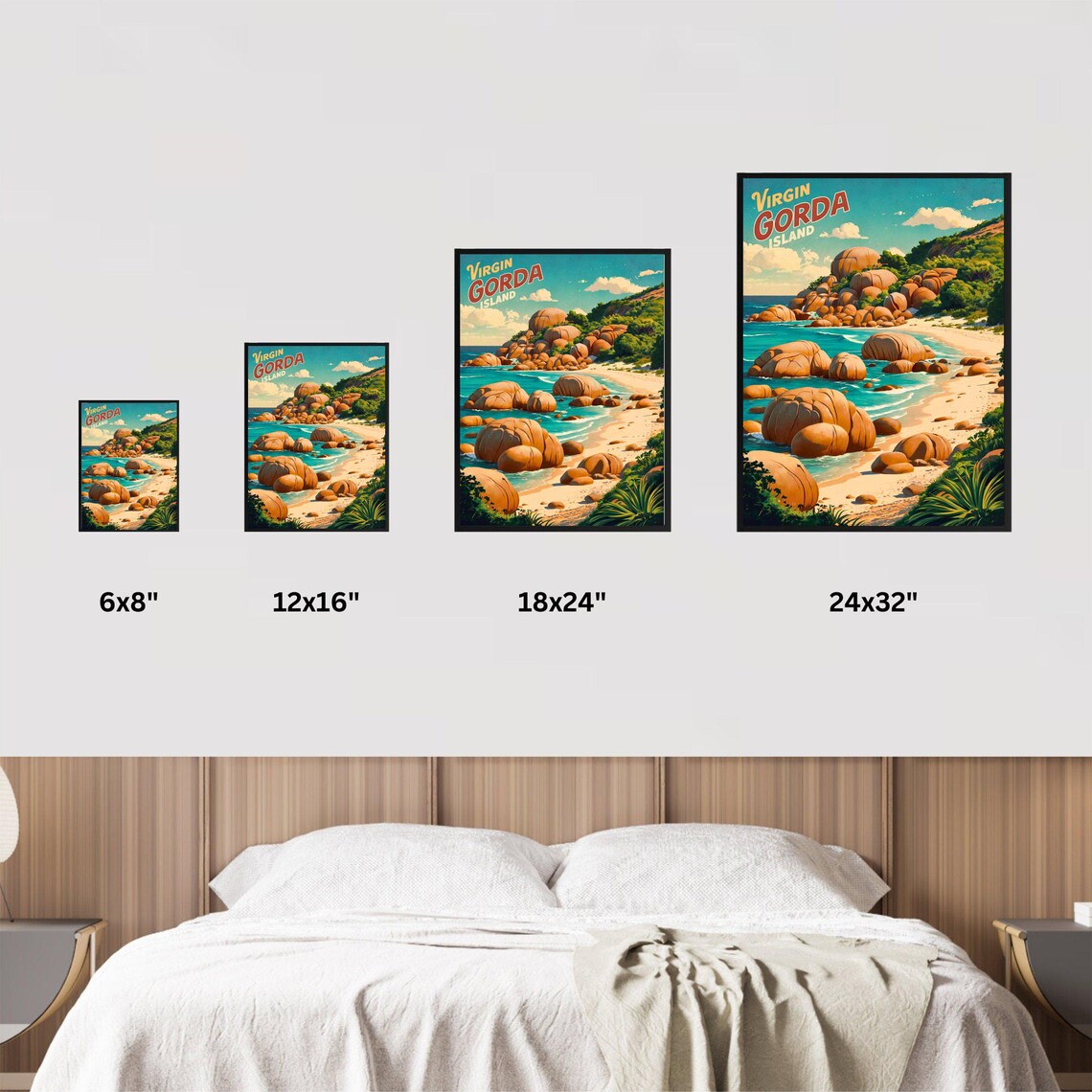 Virgin Gorda Island Vintage Granite Boulders Beach Travel Poster - Image 4