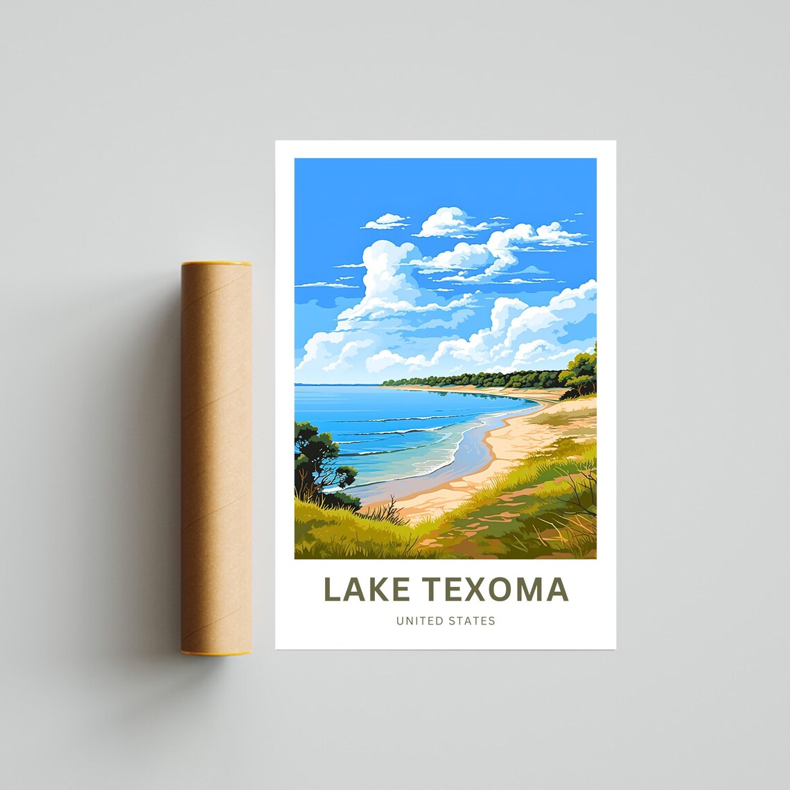 Personalized Lake Texoma Custom Gift Shoreline Travel Poster - Image 4