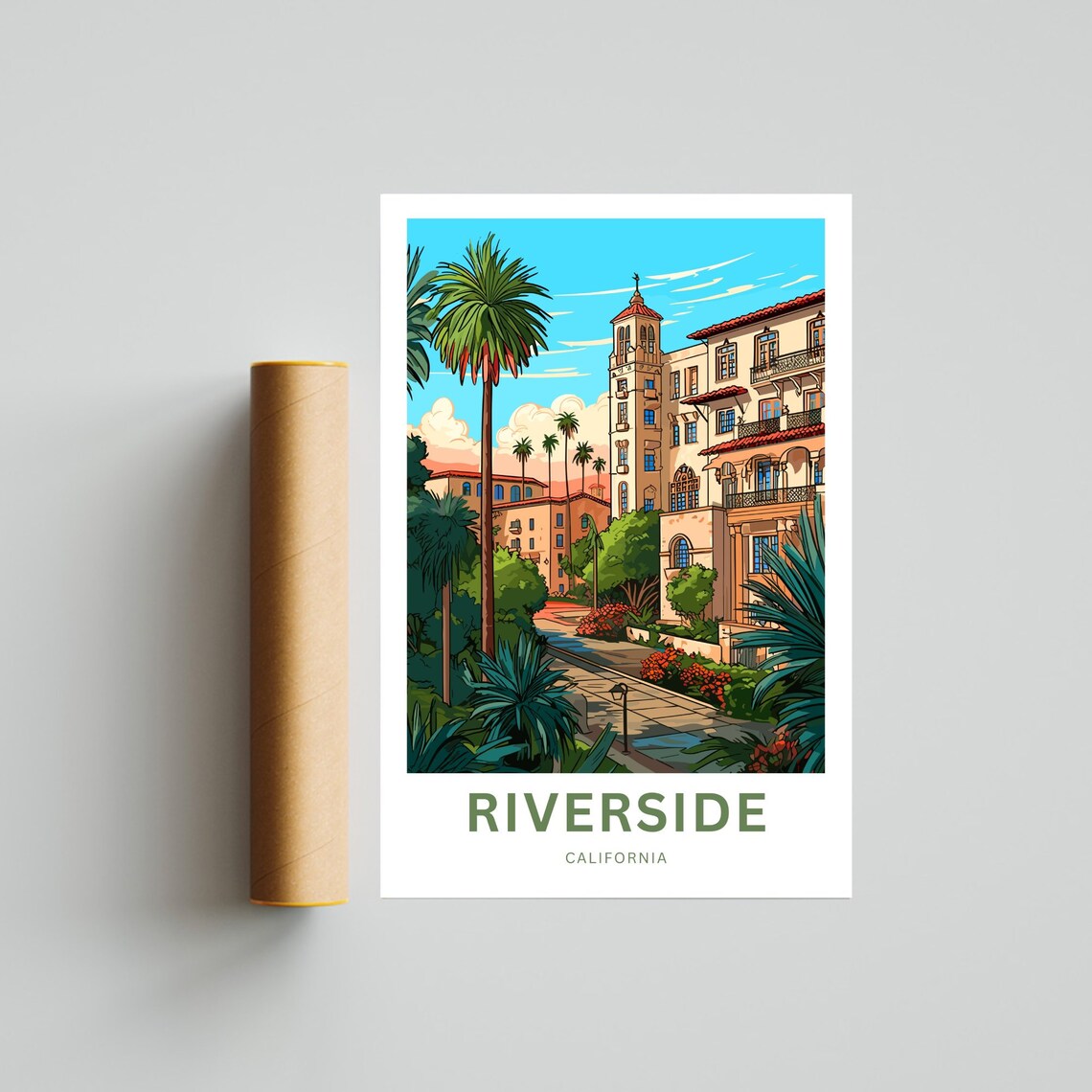 Riverside California Historic Mission Style Building Palms Poster - Image 4