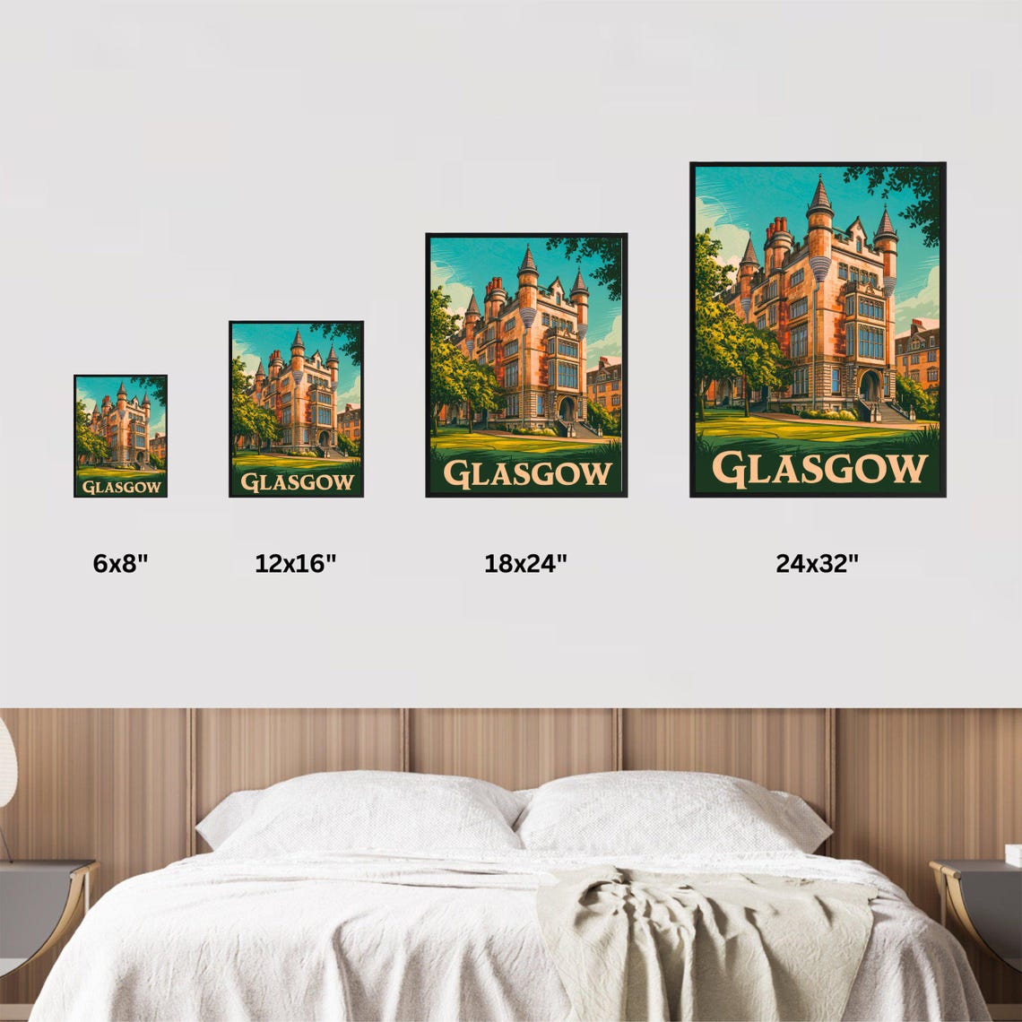 Glasgow Scotland University Historic Architecture Travel Poster - Image 4