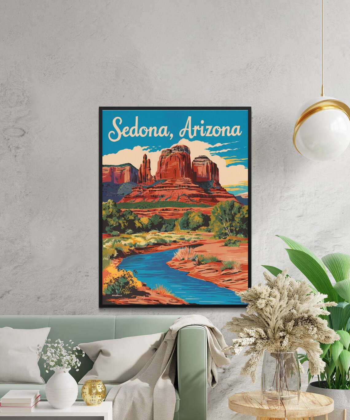 Sedona Arizona Red Rock Spires Desert Creek Vintage Travel Poster - Image 2