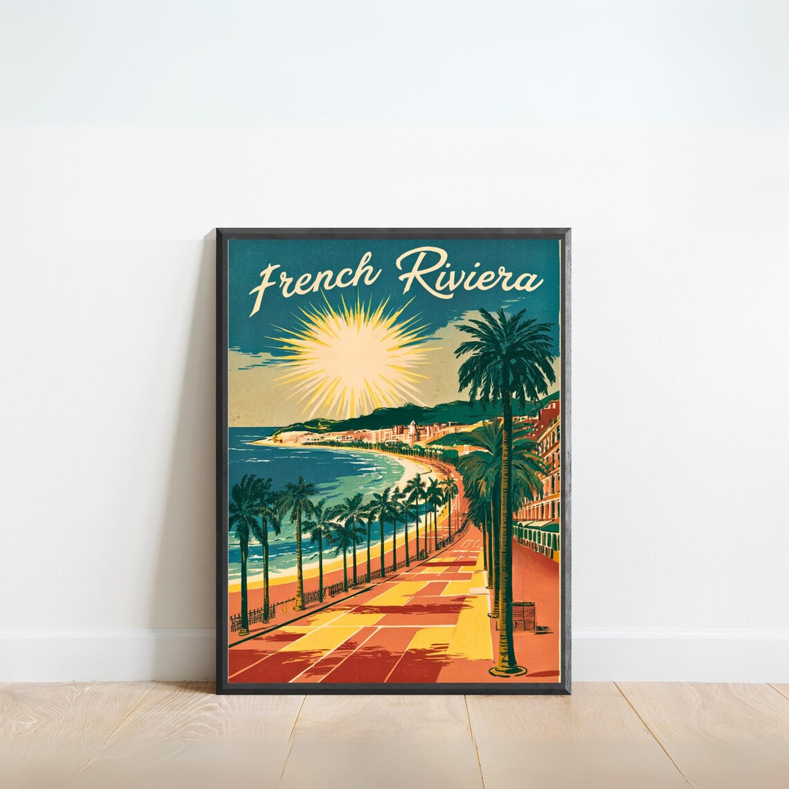 French Riviera Vintage Travel Poster French Riviera Print France Wall Art Framed Present Gift France Present
