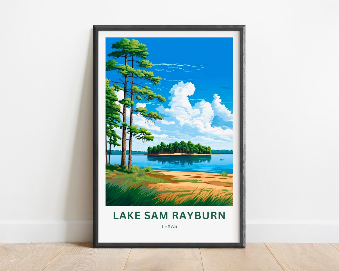 Lake Sam Rayburn Texas Pine Tree Lakeside Scenic Travel Poster