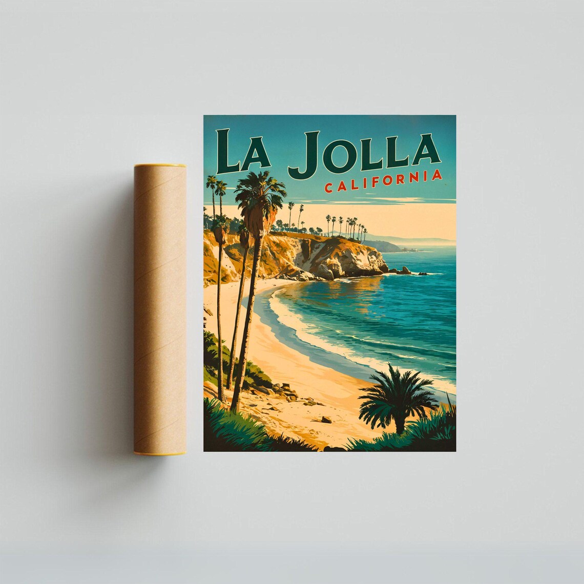 La Jolla Cove Vintage Travel Poster, California Art Print - Image 2