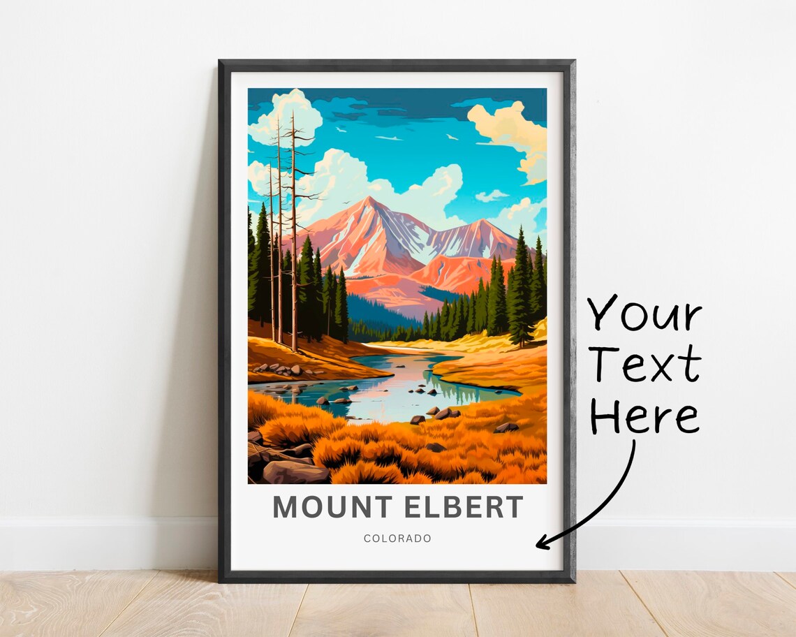 Personalized Mount Elbert Travel Poster, Colorado Art Print