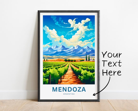 Personalized Mendoza Travel Print Mendoza Poster Argentina Wall Art Framed Present Gift Argentina Present