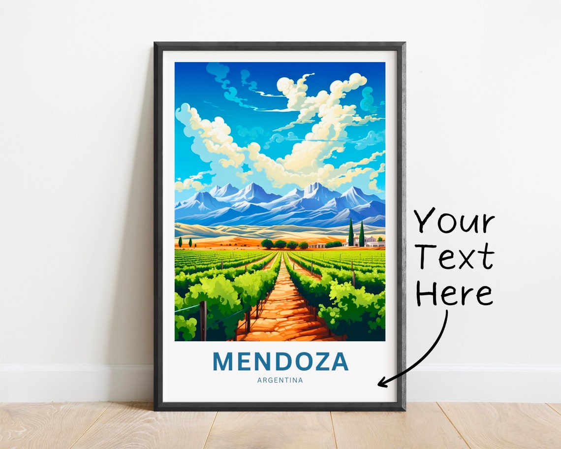 Personalized Mendoza Travel Print Mendoza Poster Argentina Wall Art Framed Present Gift Argentina Present