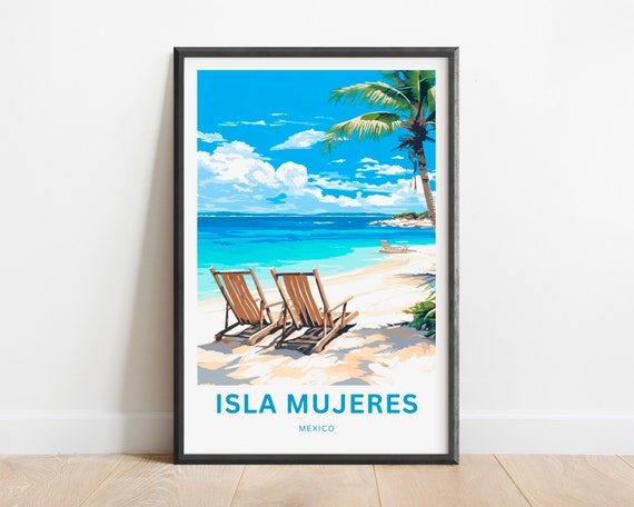 Isla Mujeres Travel Print Isla Mujeres Poster Mexico Wall Art Framed Present Gift Mexico Present
