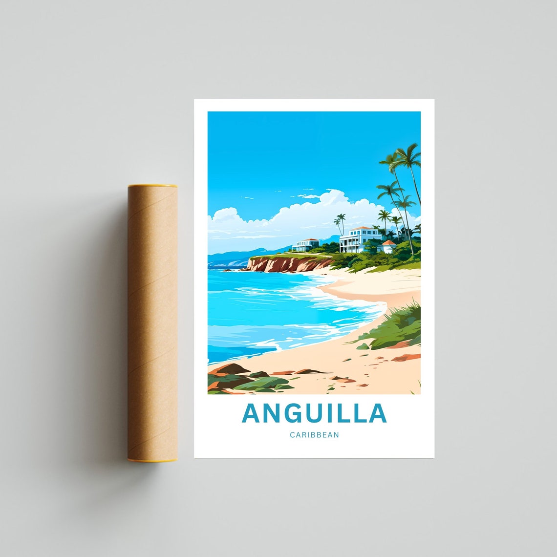 Anguilla Travel Print Anguilla Poster Caribbean Wall Art Framed Present Gift Caribbean Present - Image 4