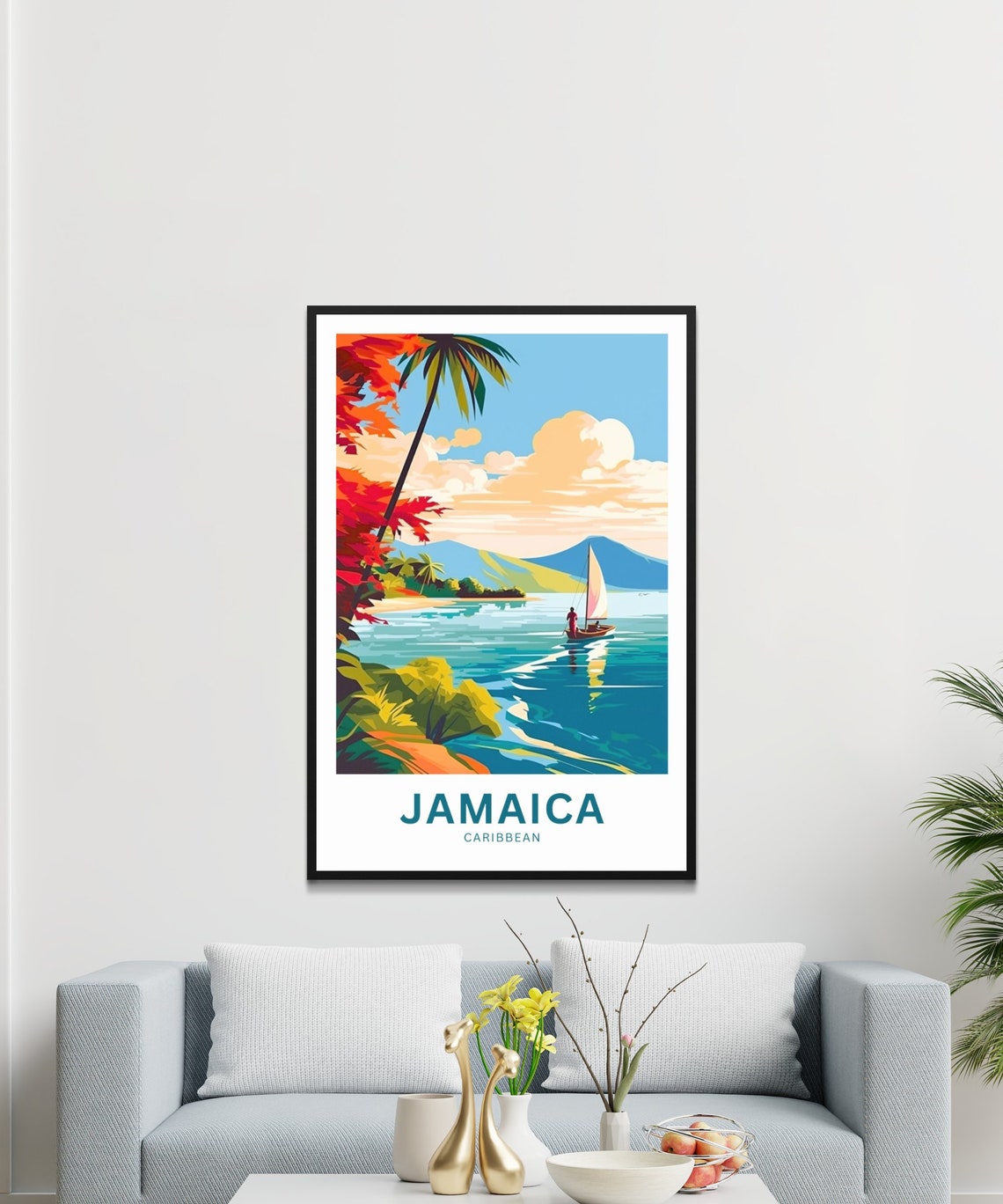 Personalized Jamaica Travel Print Jamaica Poster Caribbean Wall Art Framed Present Gift United States Present - Image 3