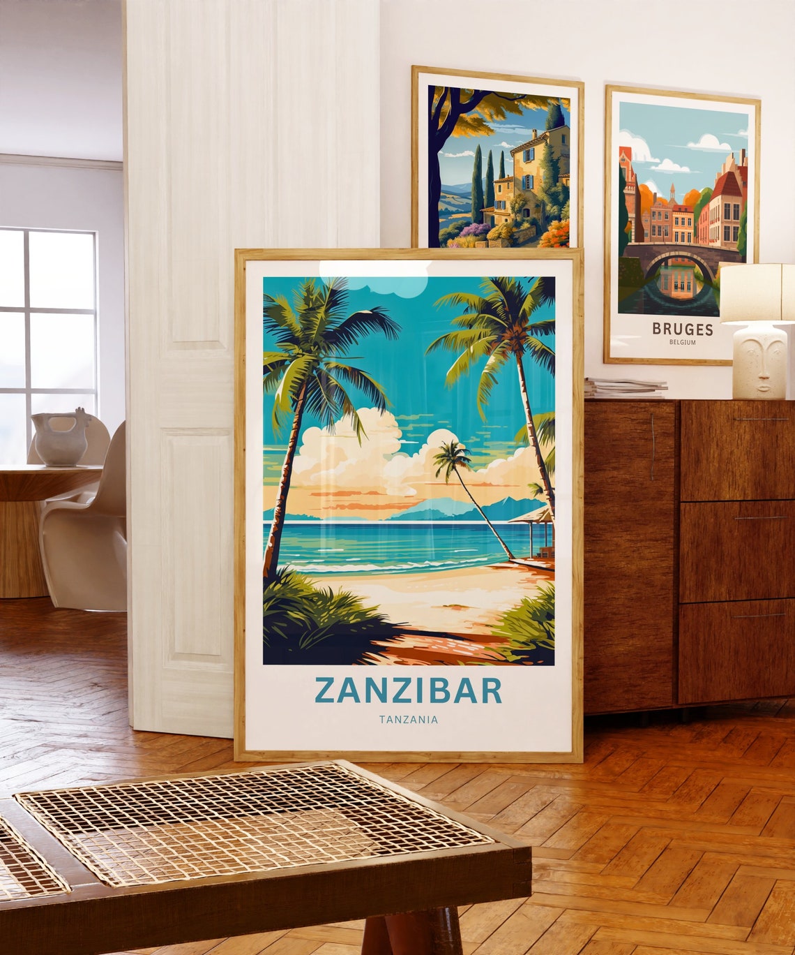Zanzibar Tanzania Tropical Palm Beach Sunset Vintage Travel Poster - Image 5