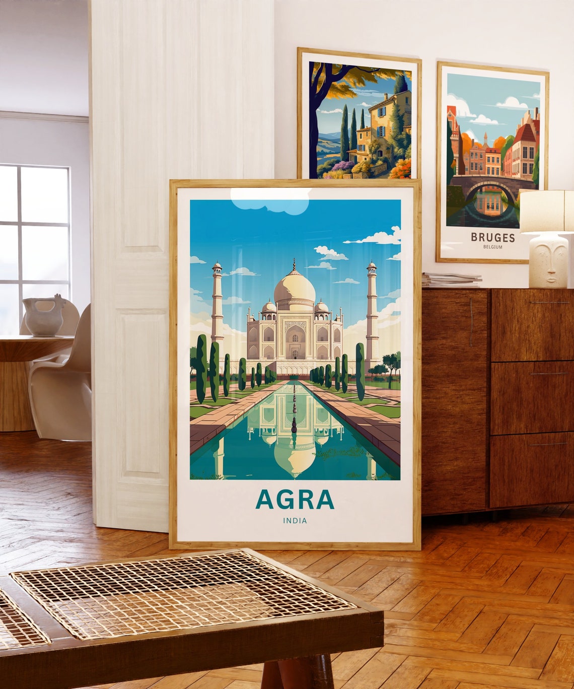 Taj Mahal Agra India Cypress Gardens Reflecting Pool Travel Poster - Image 5