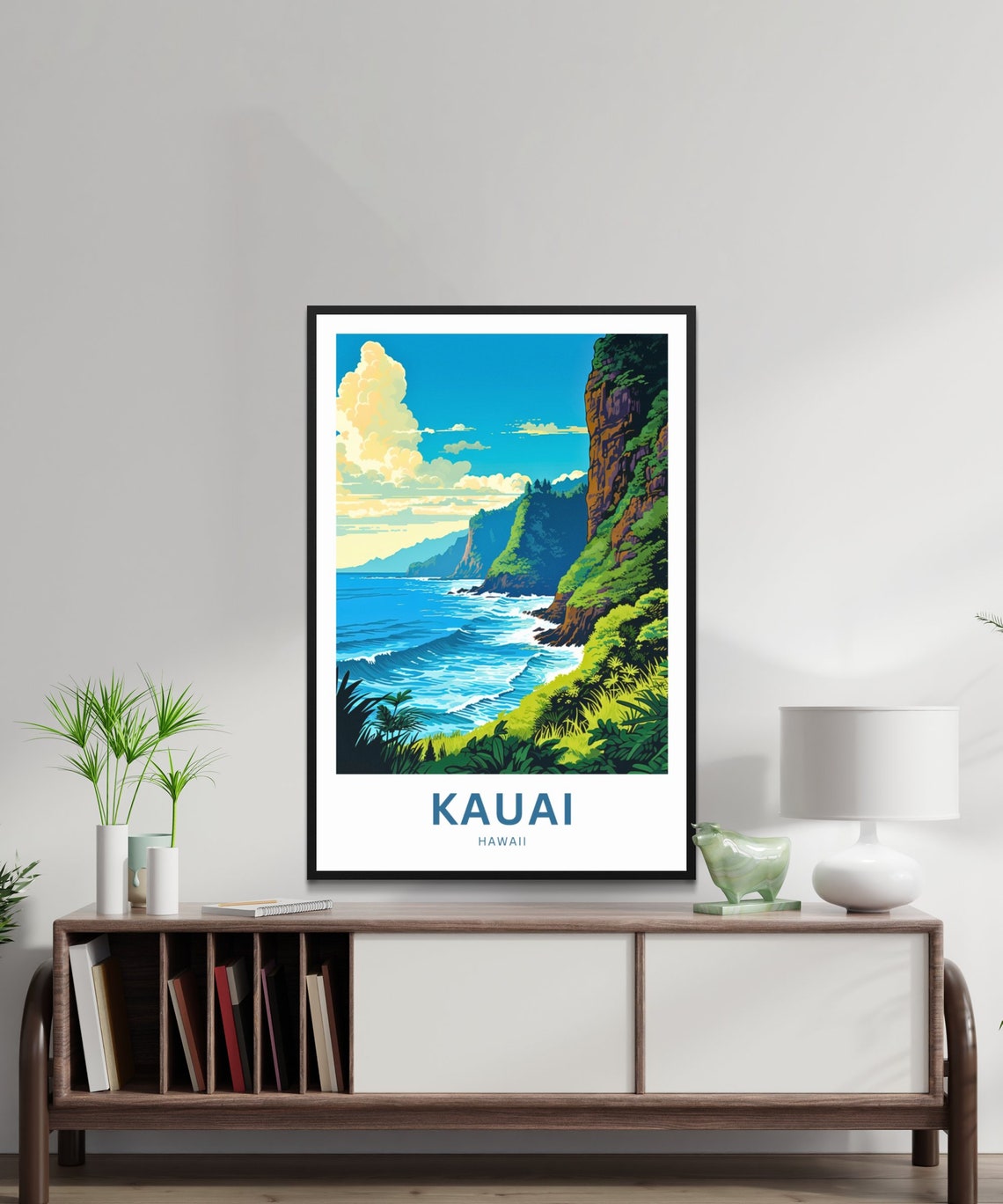 Personalized Kauai Hawaii Sea Cliffs Travel Poster With Custom Text - Image 2