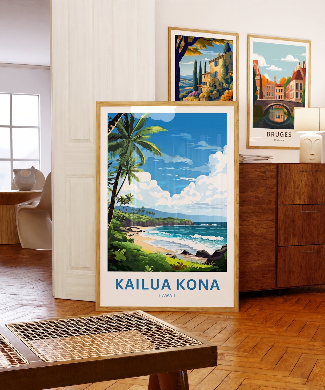 Kailua Kona Hawaii Palm Beach Turquoise Surf Island View Travel Poster - Image 5