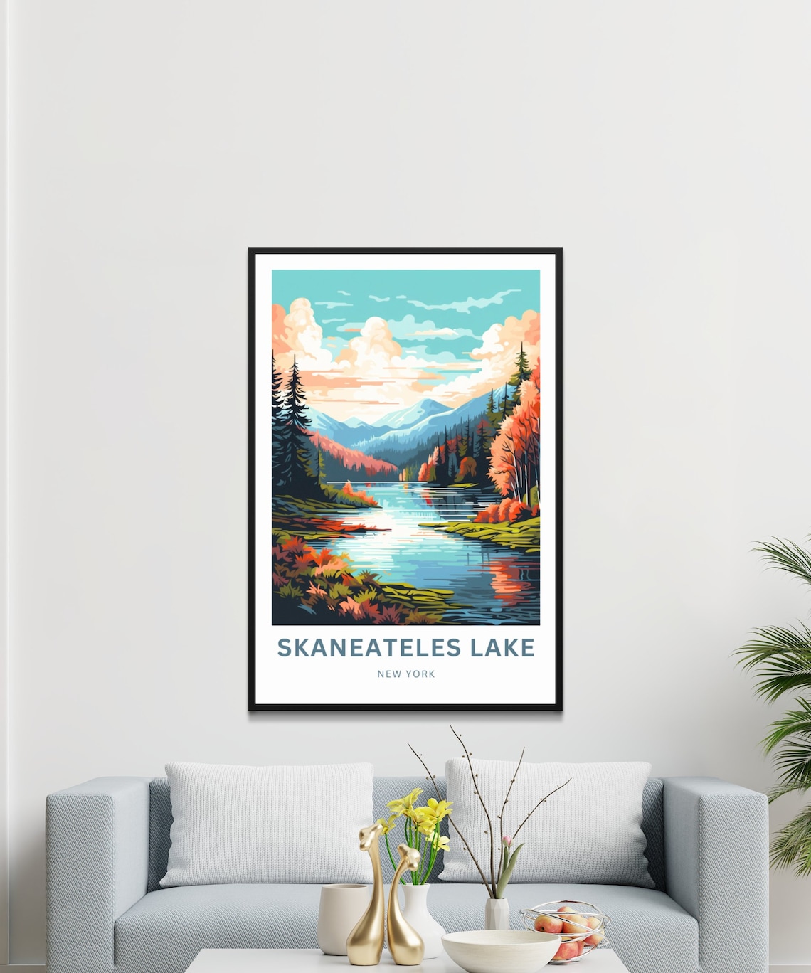 Skaneateles Lake New York Autumn Shore Personalized Travel Poster - Image 3