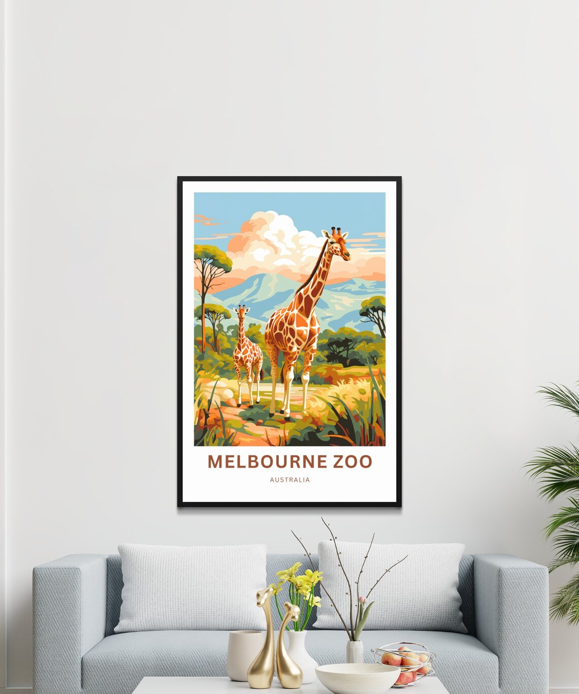 Melbourne Zoo Australia Giraffes Savanna Wildlife Art Poster - Image 3