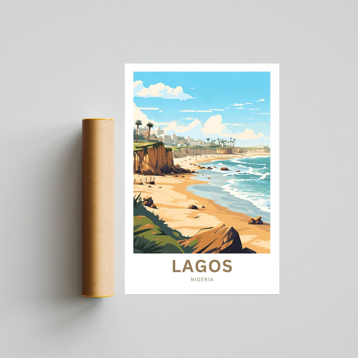 Personalized Lagos Nigeria Cliff Beach Coast Travel Poster Gift - Image 4
