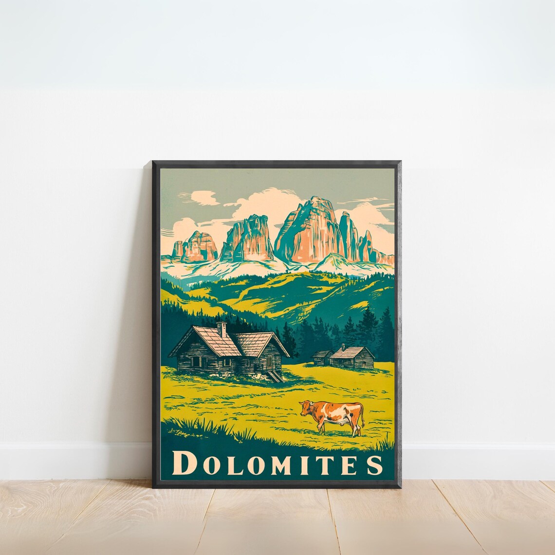 Dolomites Vintage Travel Poster, Italy Travel Poster