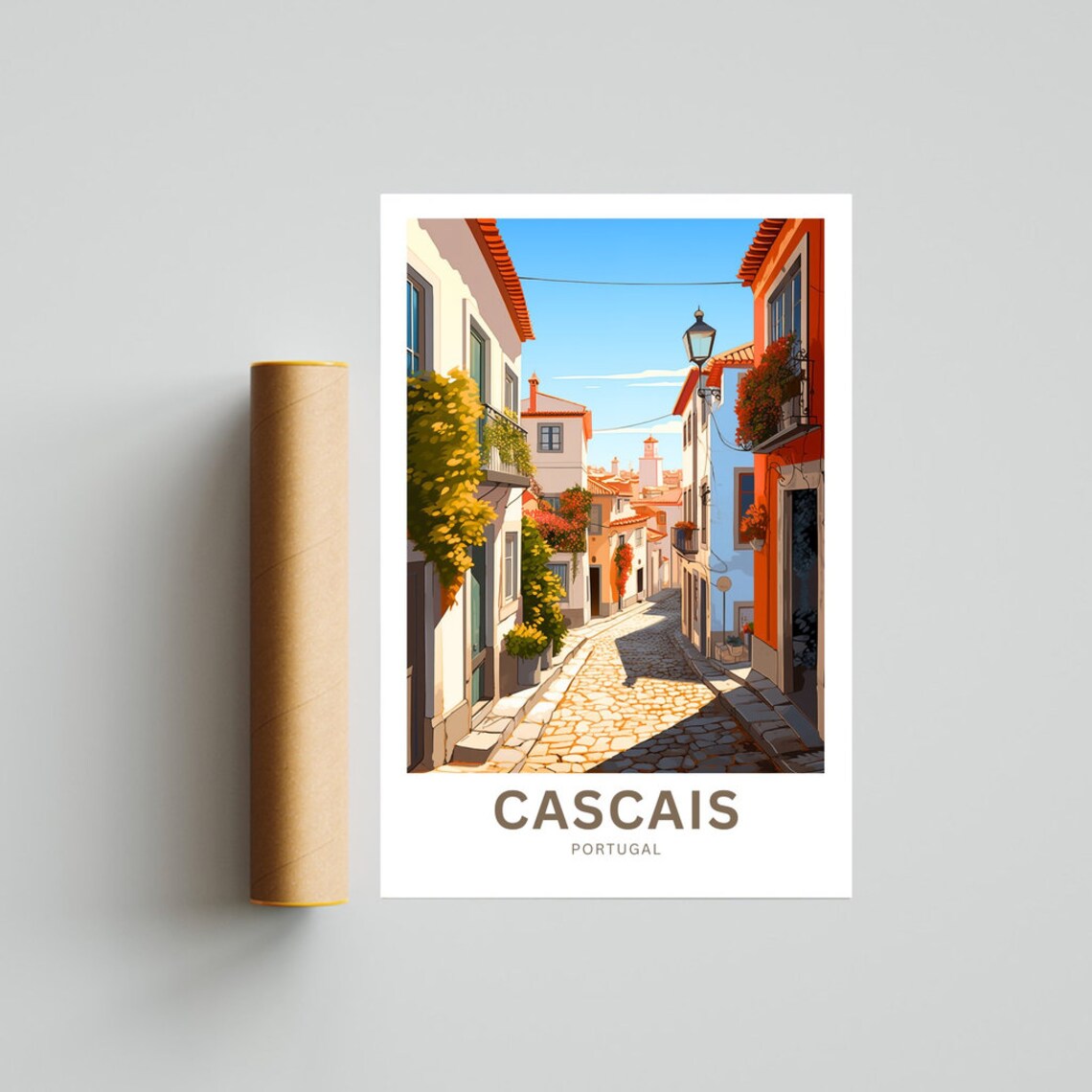 Personalized Cascais Portugal Old Town Street Custom Travel Poster - Image 4