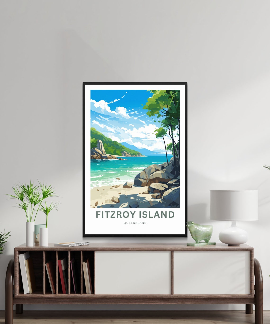 Personalized Fitzroy Island Queensland Rocky Beach Travel Poster - Image 2