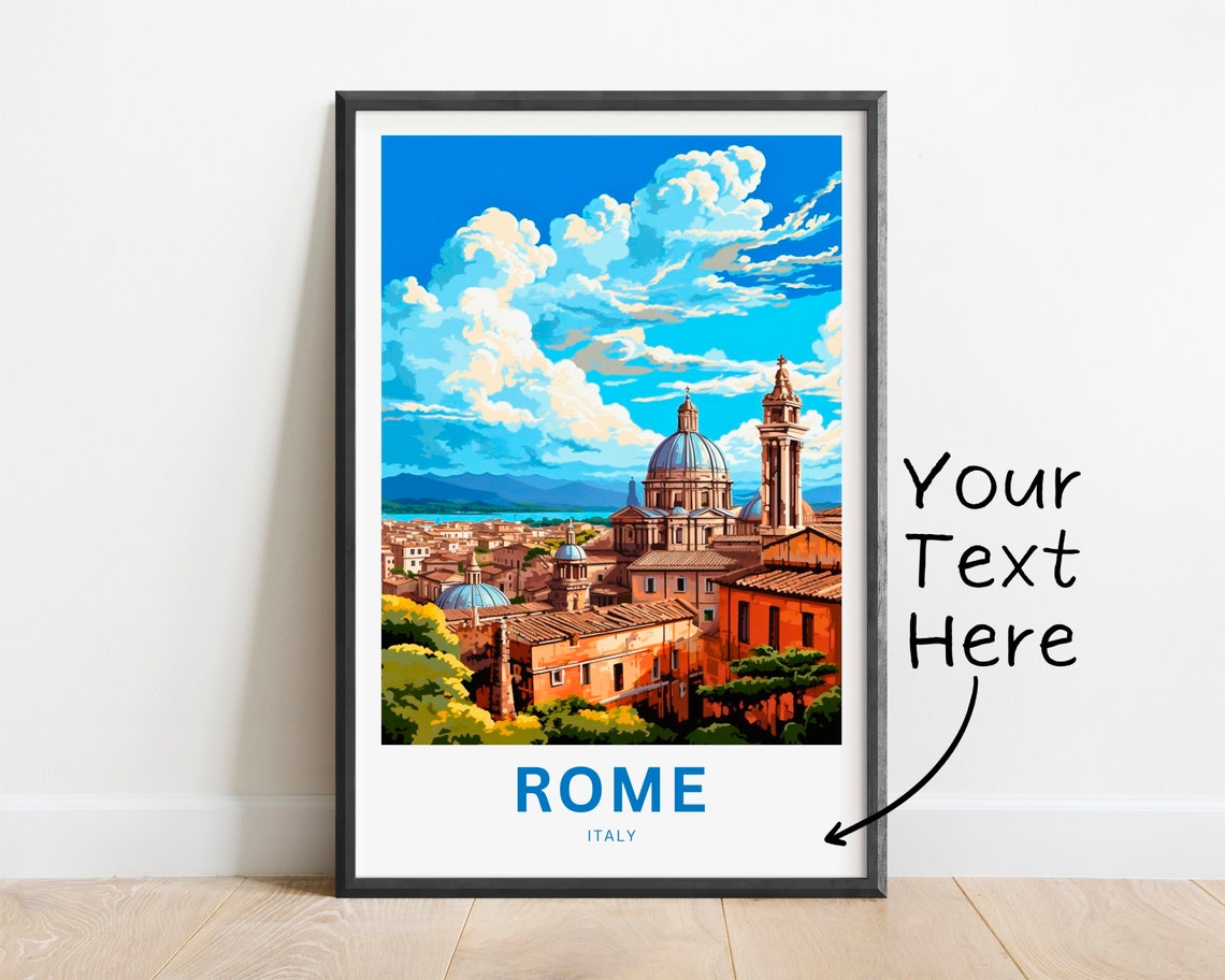 Personalized Rome Italy Domes Bell Tower Rooftops Travel Poster