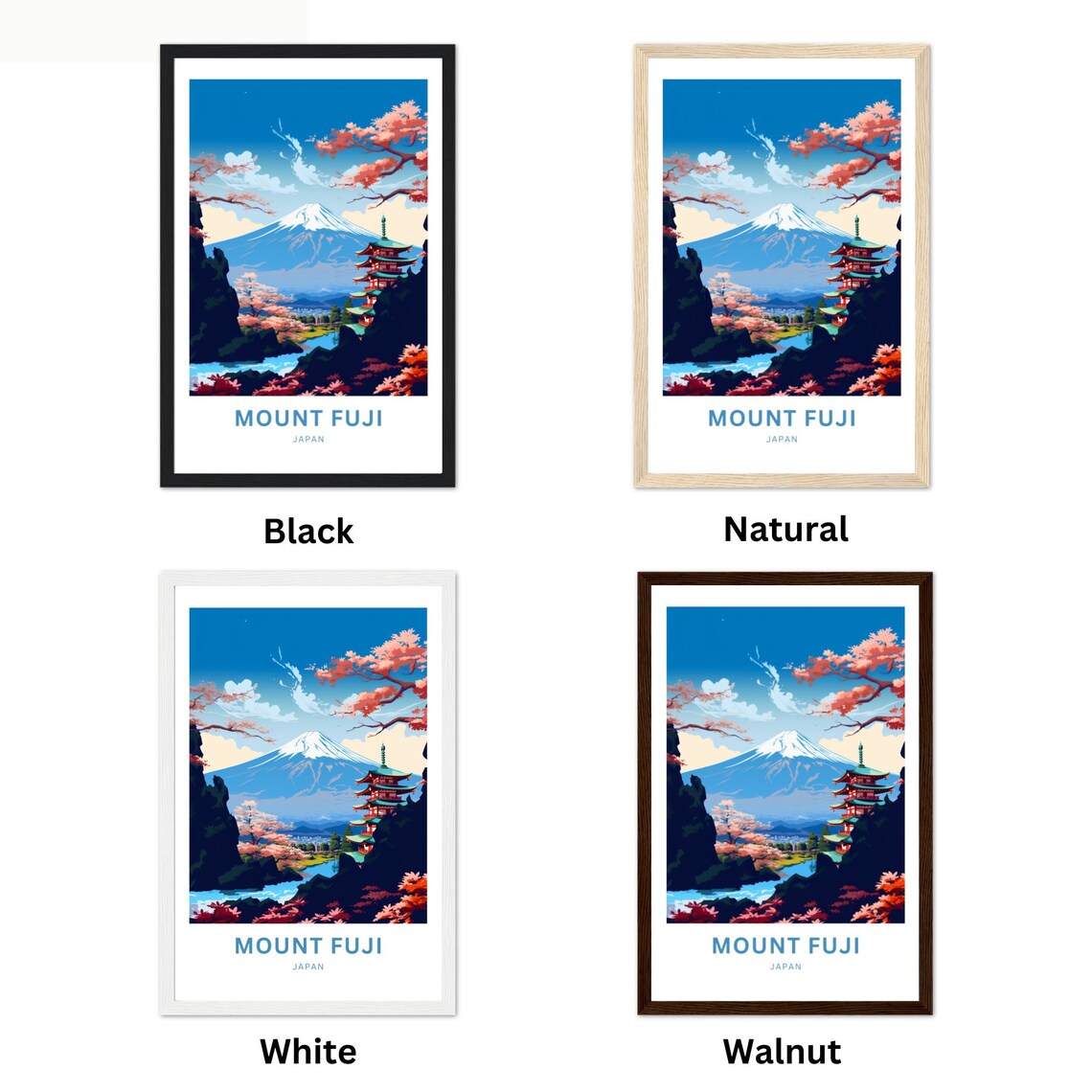 Mount Fuji Japan Cherry Blossom Pagoda Snow Peak Travel Poster - Image 2