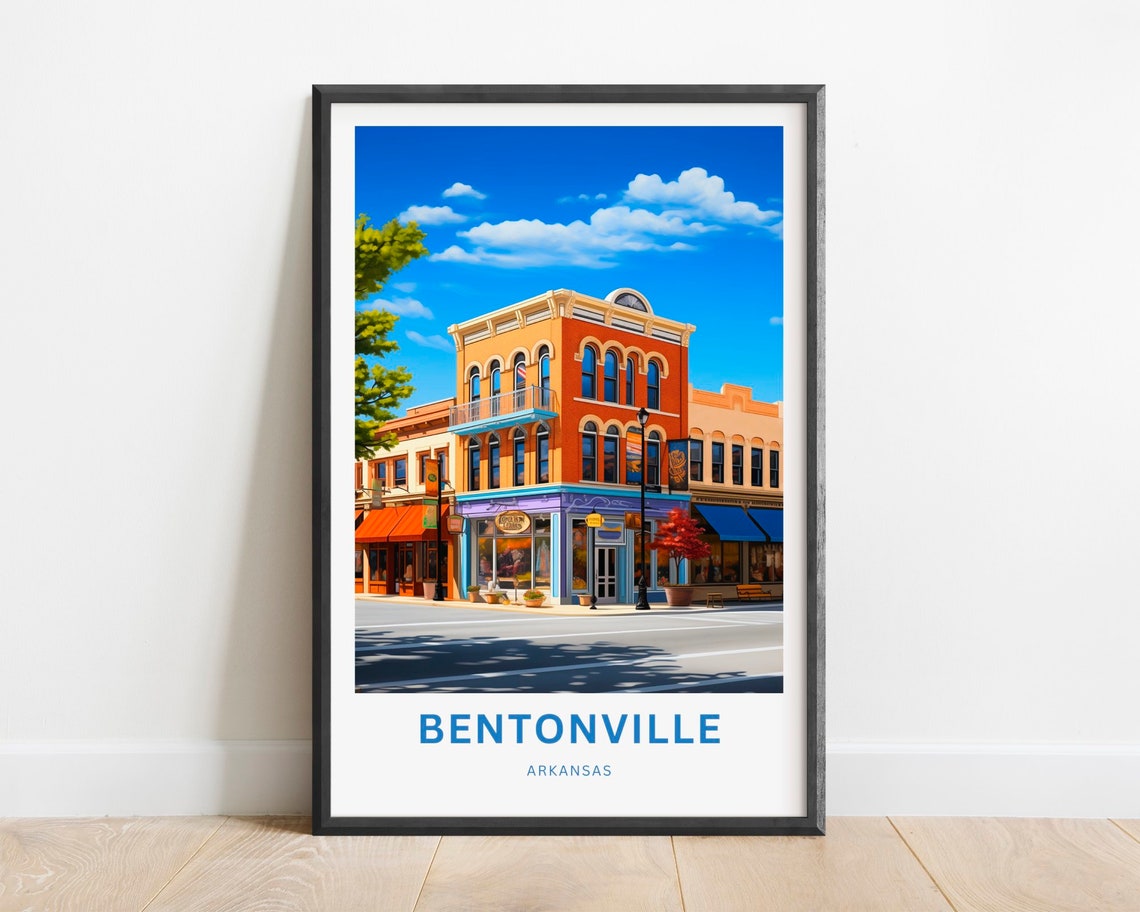 Bentonville Arkansas Historic Downtown Brick Corner Travel Poster
