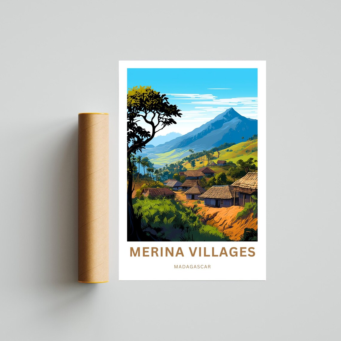 Merina Villages Madagascar Highland Village Mountain Travel Poster - Image 4