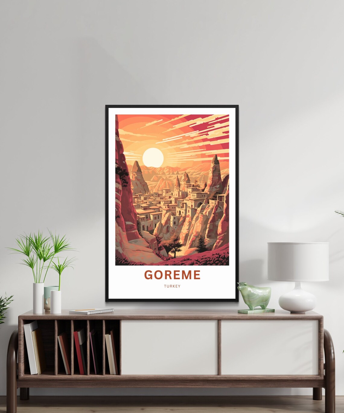 Goreme Turkey Travel Poster Cappadocia Sunset Over Rocky Canyon Town - Image 2
