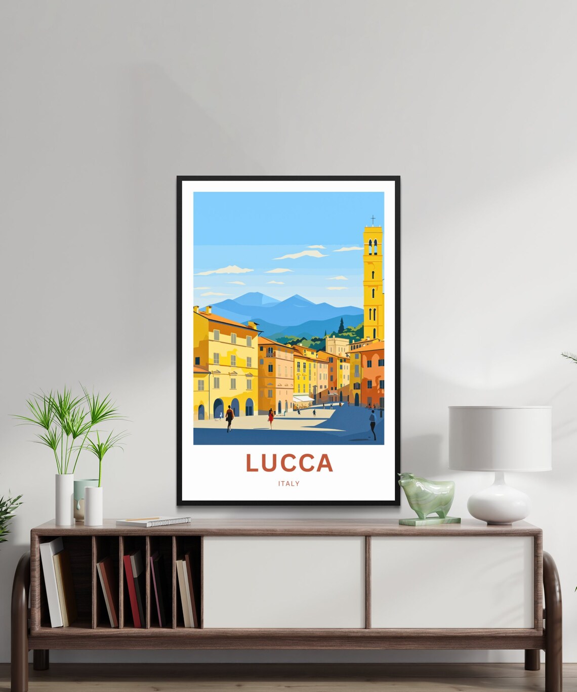 Lucca Italy Old Town Street Golden Bell Tower Tuscany Poster - Image 2