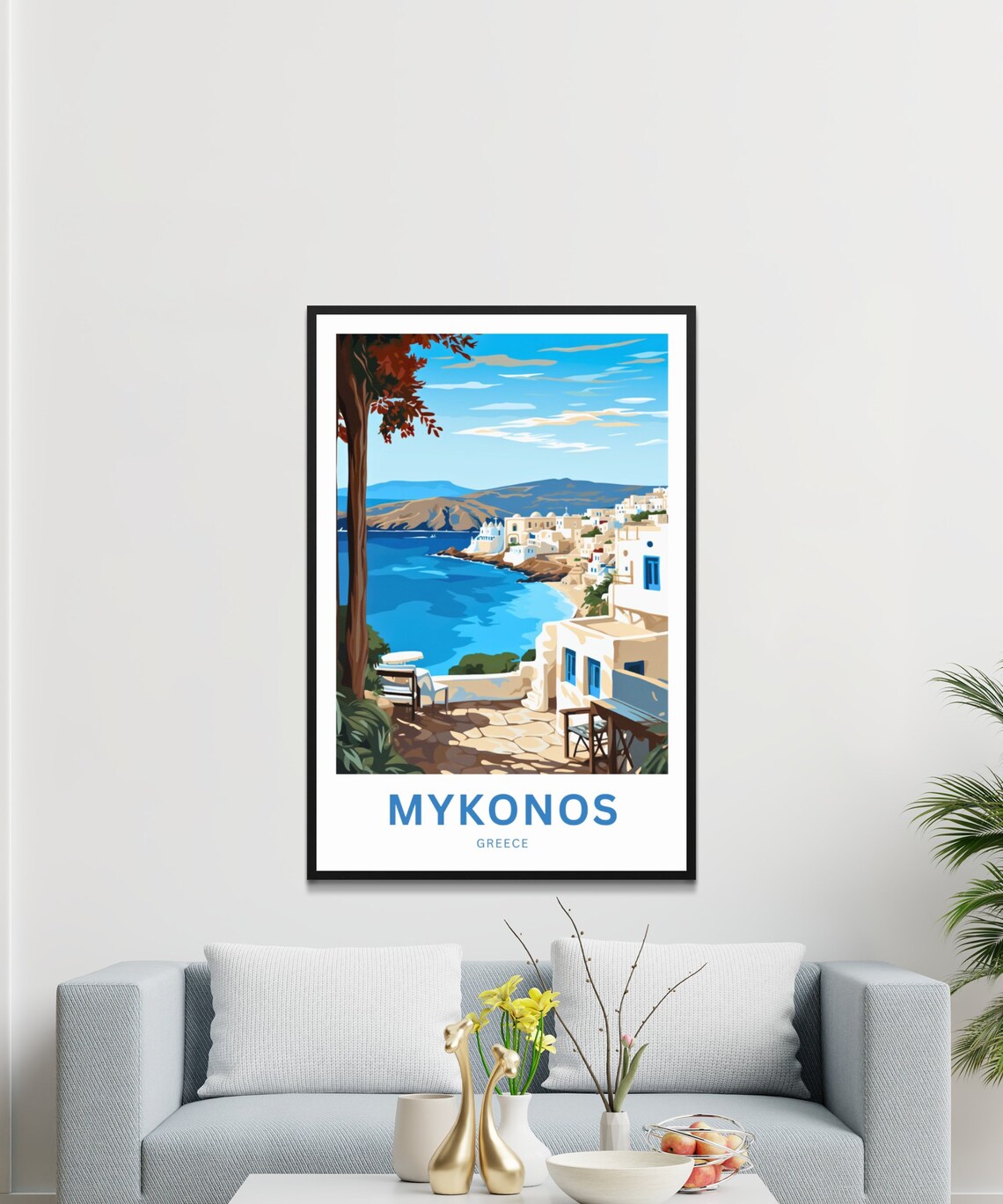 Mykonos Greece White Village Coast Terrace Vintage Travel Poster - Image 3
