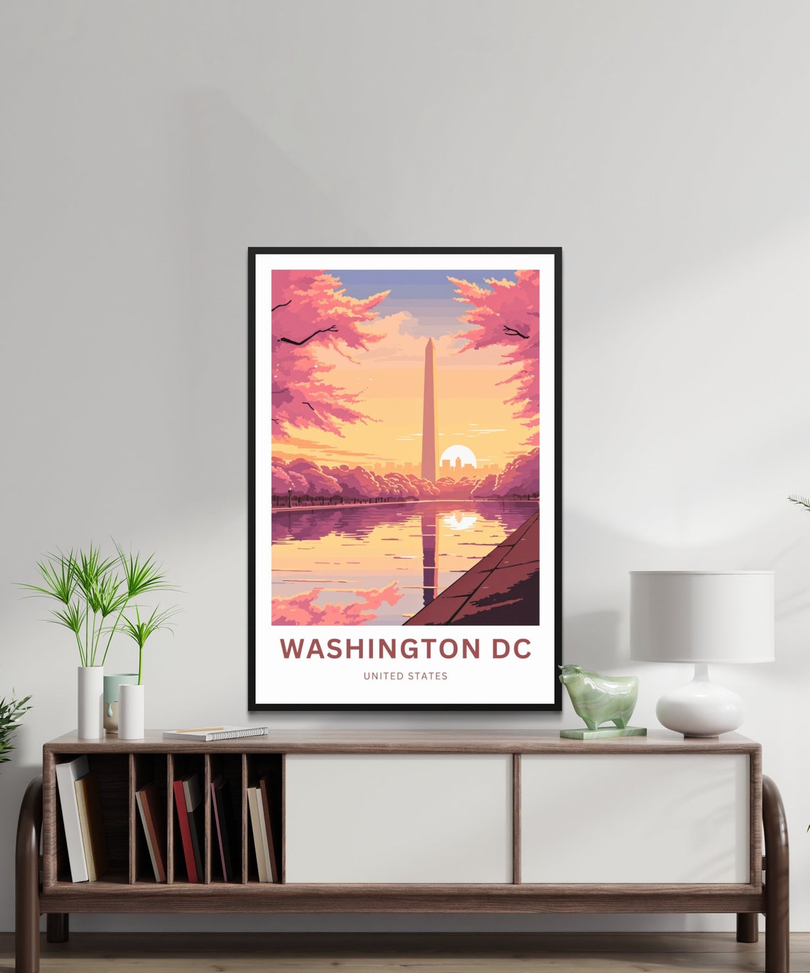 Washington DC Monument Cherry Blossom Sunrise Tidal Pool Travel Poster - Image 2