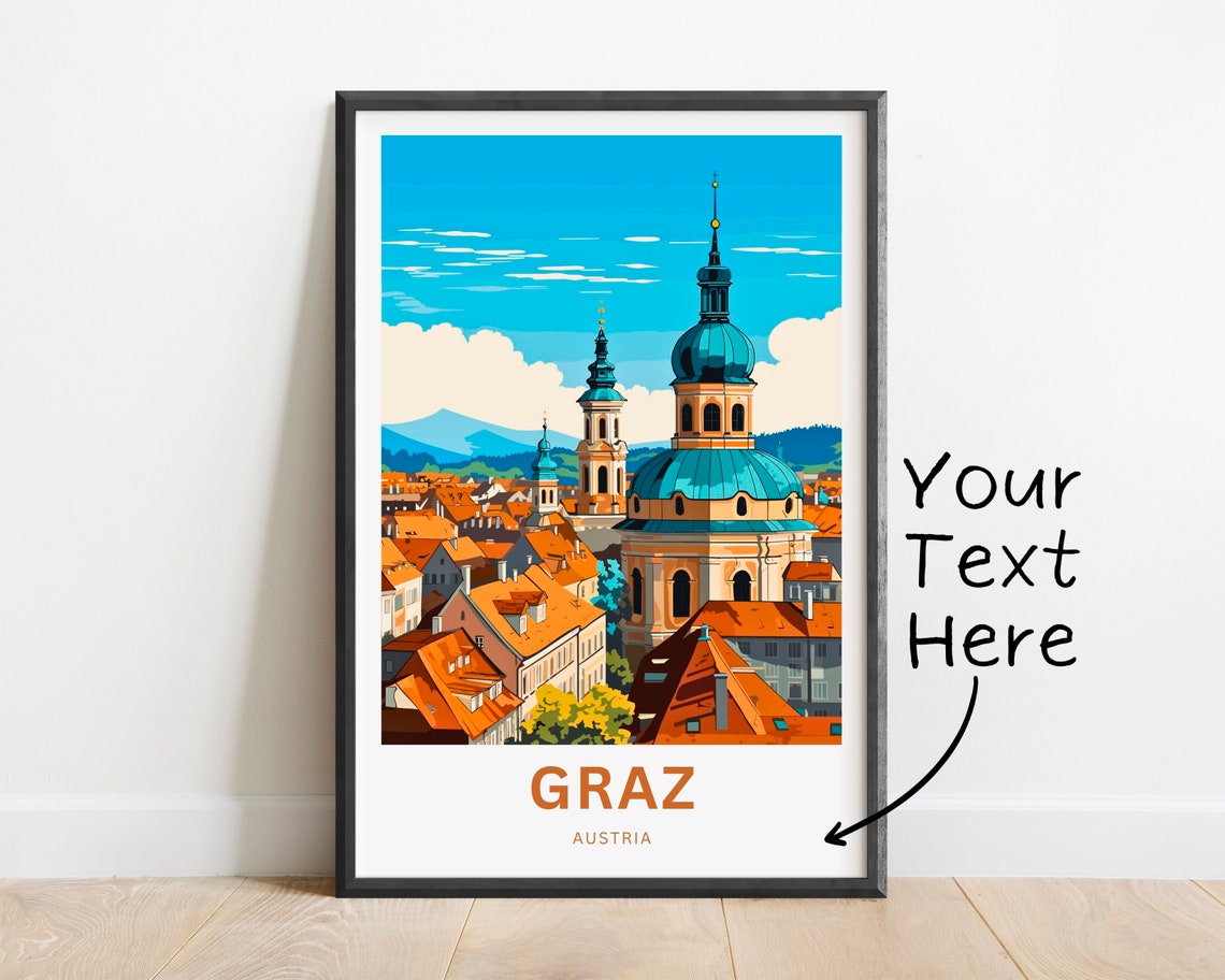 Graz Austria Baroque Domes Terracotta Roofs Custom Art Poster