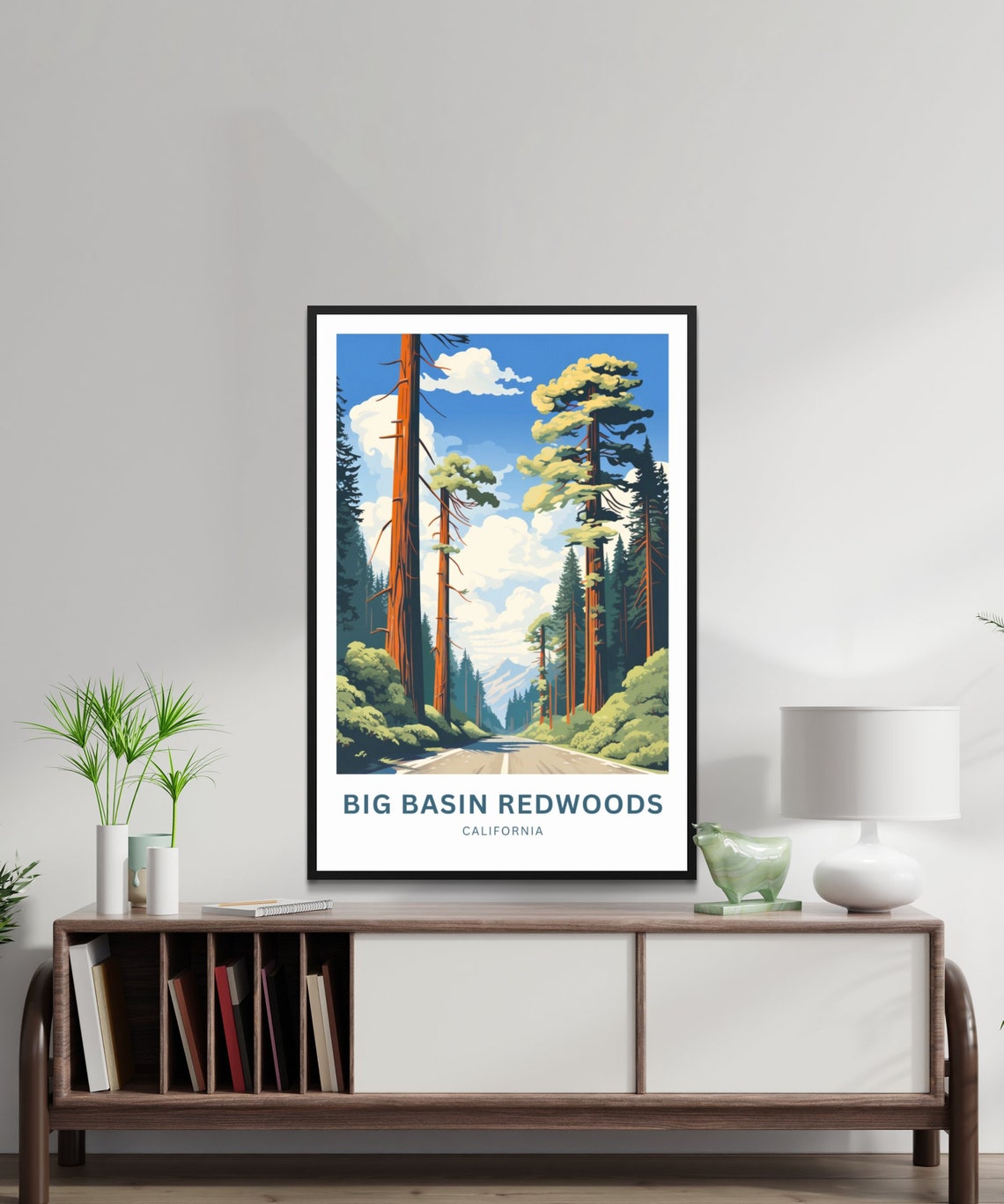 Personalized Big Basin Redwoods California Forest Road Travel Poster - Image 3