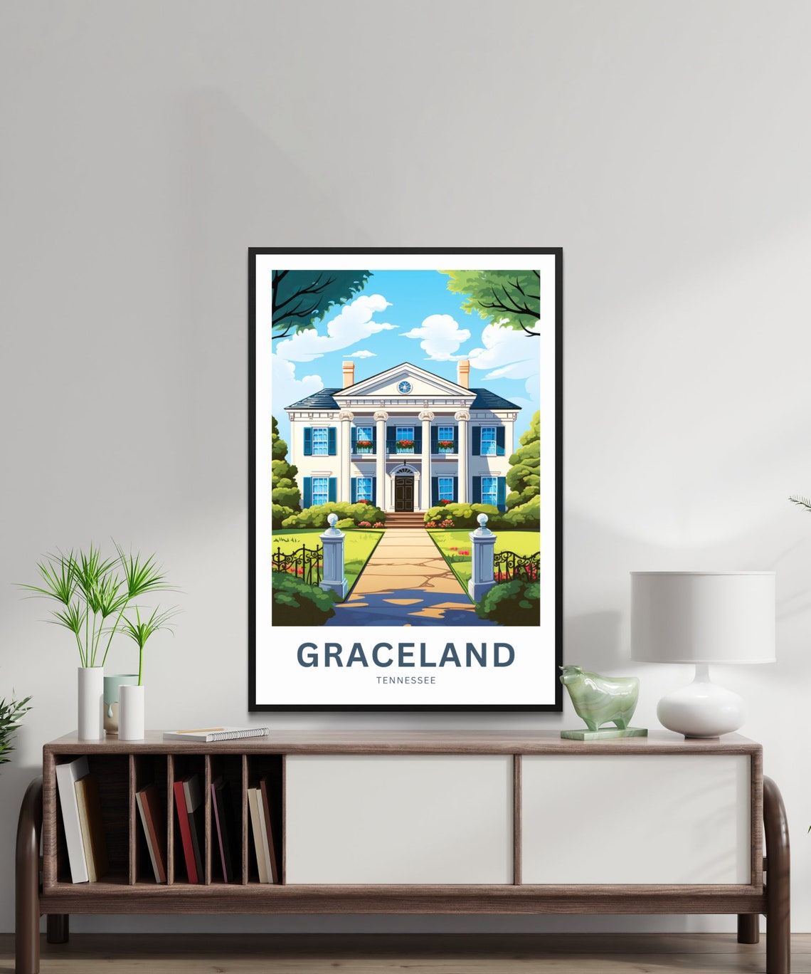 Personalized Graceland Tennessee Mansion Retro Landmark Estate Poster - Image 2