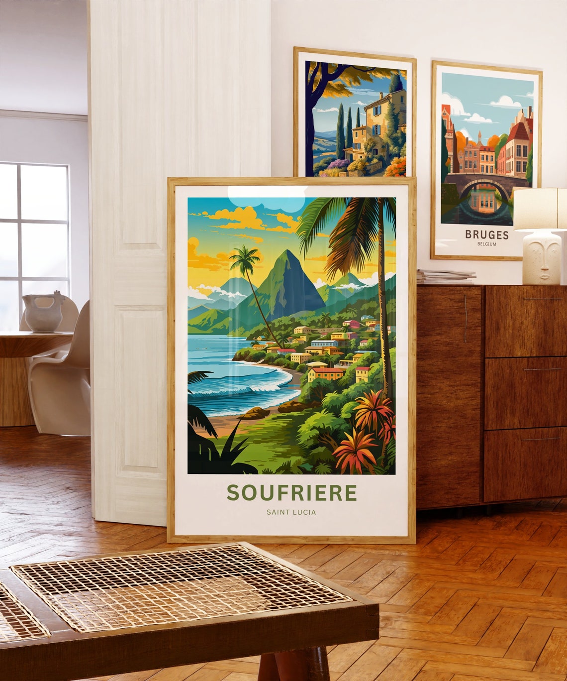 Personalized Soufrire Travel Print Soufriere Poster Saint Lucia Wall Art Framed Present Gift Caribbean Present Custom Text - Image 5