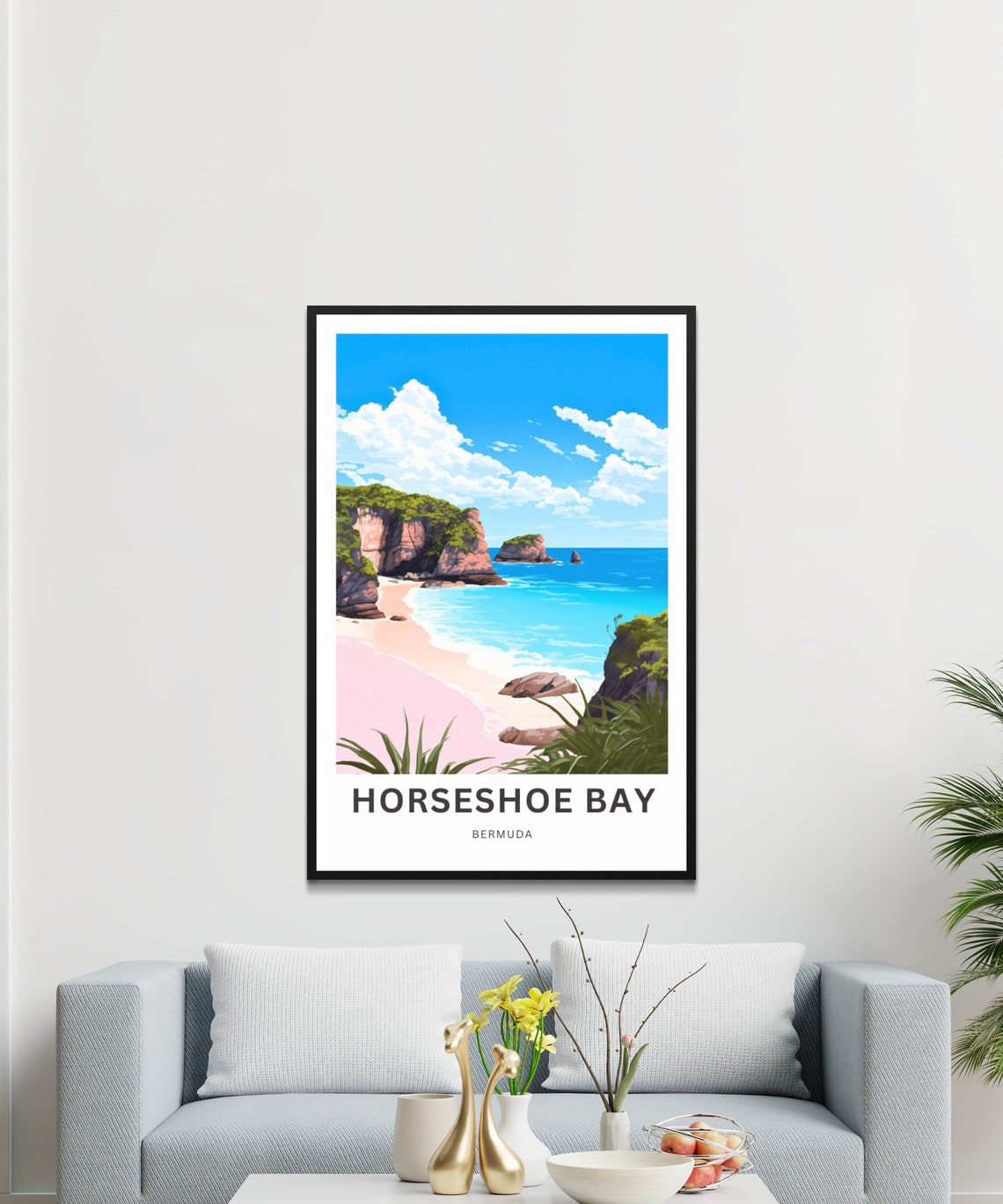Horseshoe Bay Bermuda Pink Sand Cove Daytime View Travel Poster - Image 3